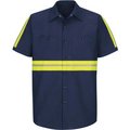 Vf Imagewear Red Kap® Enhanced Visibility Industrial Short Sleeve Work Shirt, Navy, Poly/Cotton, Tall, 2XL SP24ENSSLXXL